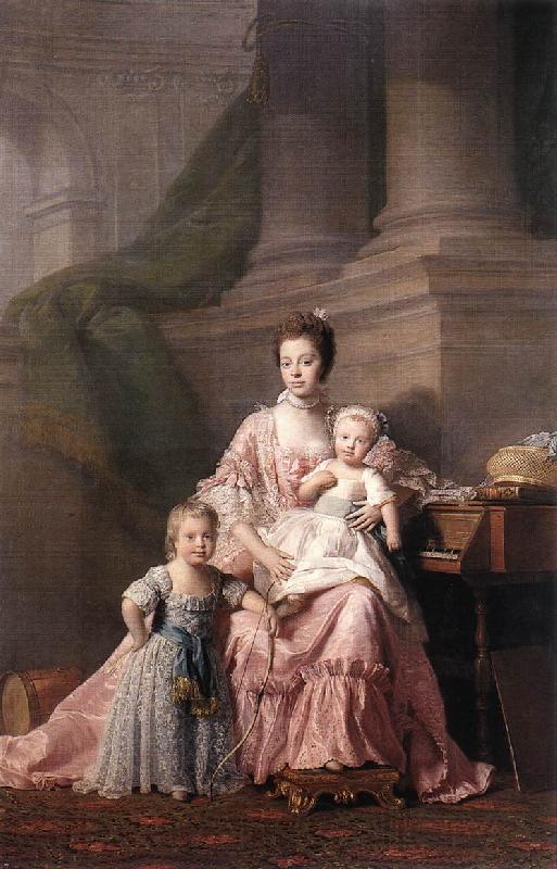 RAMSAY, Allan Queen Charlotte with her Two Children dy Norge oil painting art